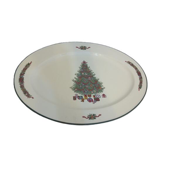 Vintage Caldor Christmas Tree Stone Ware Platter Made in Japan New - Picture 4 of 5